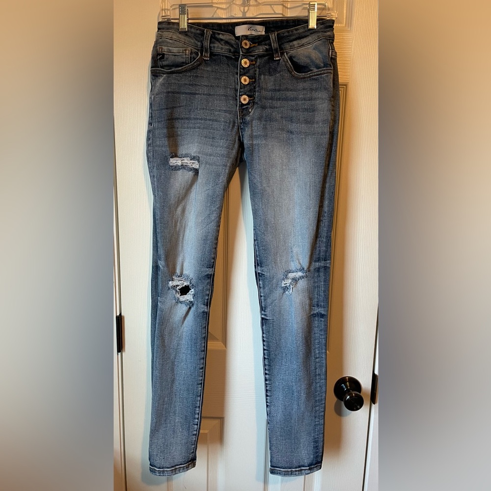 Kan Can Blue Skinny Distressed Jeans size 26/5